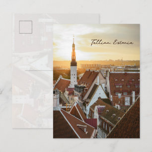 Tallinn-Silhouette bei Sonnenaufgang, Estland Reis Postkarte