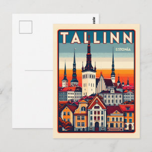 Tallinn Stadt Estland Retro-Reisegeschenke Postkarte
