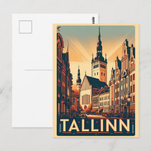 Tallinn Stadt Estland Retro Reisegeschenke Postkarte