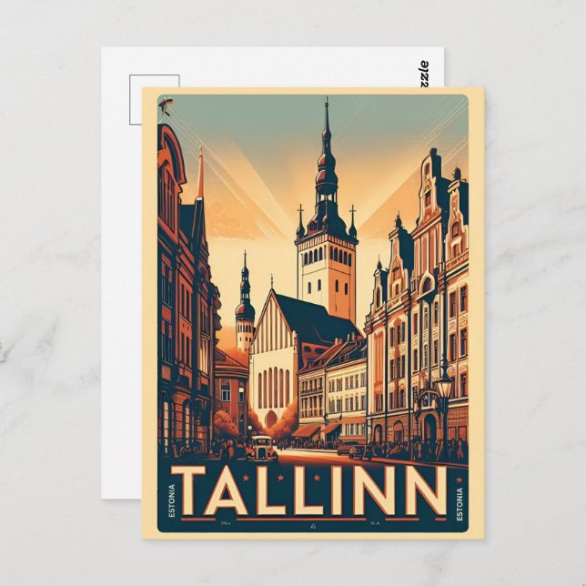 Tallinn Stadt Estland Retro Reisegeschenke Postkarte (Vorne/Hinten)