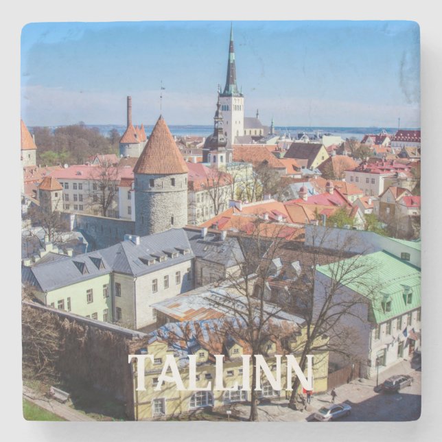 Tallinn Stadtbild aus der Luft in Estland Steinuntersetzer (Vorderseite)
