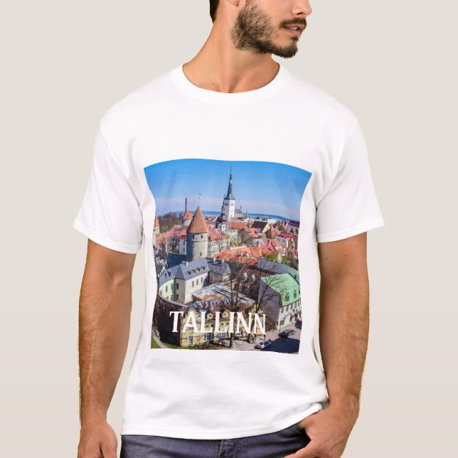 Tallinn Stadtbild aus der Luft in Estland T-Shirt (Vorderseite)