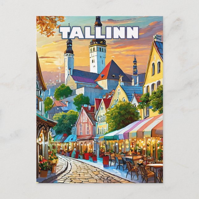 Tallinn, wo Geschichte und Moderne heiraten Postkarte (Vorderseite)