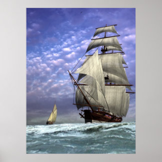 Tallschiff und Ketch Poster