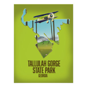 Tallulah Gorge Staat Park Karte Poster