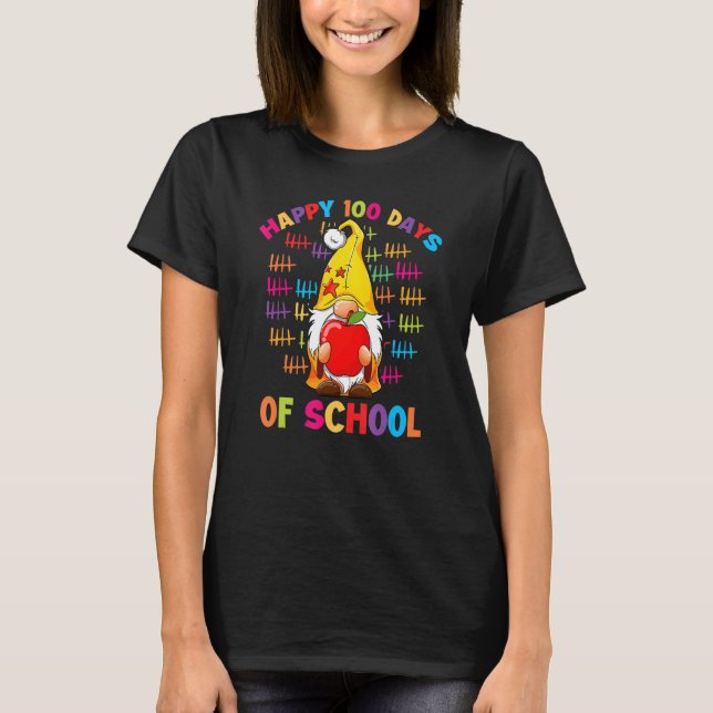 Tally Marks Happy 100th Day Of School Gnome Studen T-Shirt (Vorderseite)