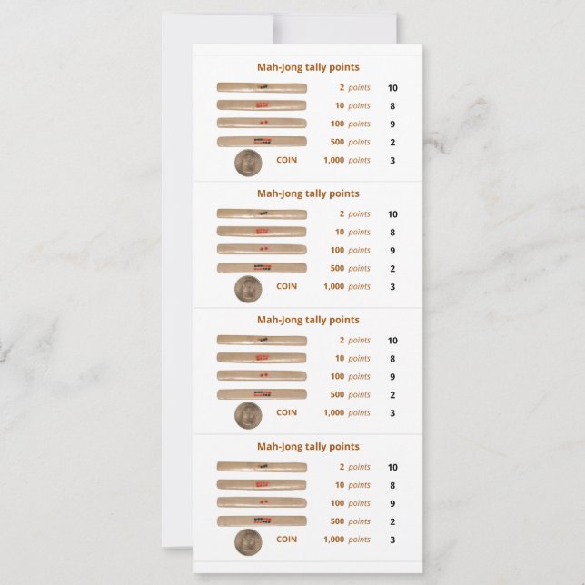 Tally Milliamperestunde-Jong zeigt Karte - 1 (mit (Vorderseite)