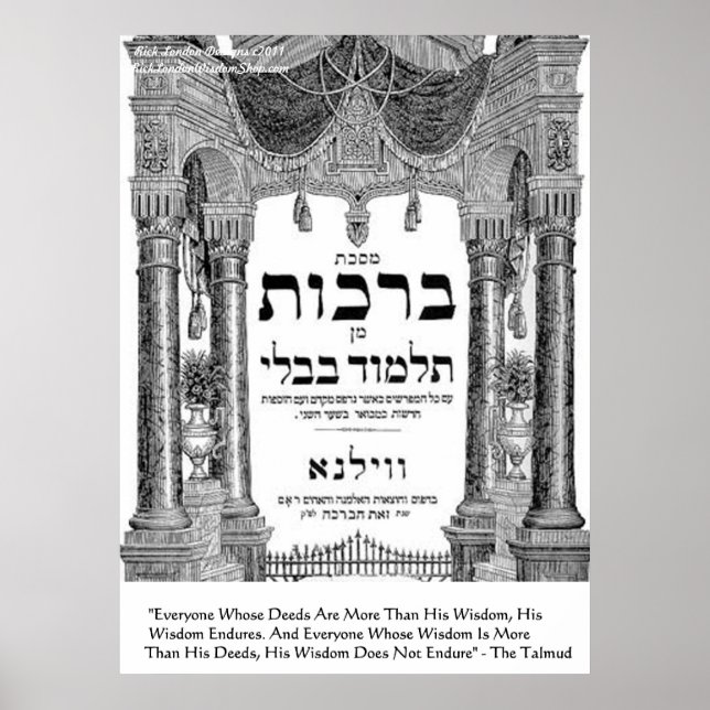Talmud "Weisheit/Taten" Zitat-Poster Poster (Vorne)
