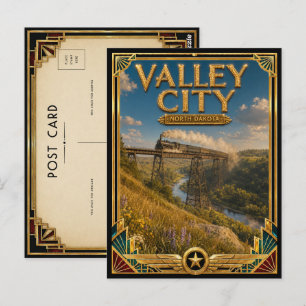 Talstadt North Dakota Vintage Art Deco Golden Postkarte
