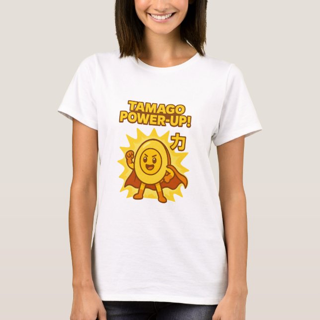 Tamago Power-Up! – Playful Japanese Food Doodle T-Shirt (Vorderseite)