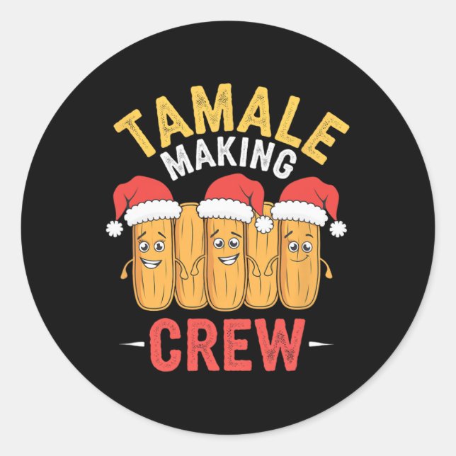 Tamale Crew Weihnachten Kochen Party Spaß Runder Aufkleber (Vorderseite)