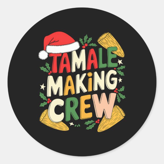 Tamale Making Crew Weihnachtskochen Runder Aufkleber (Vorderseite)