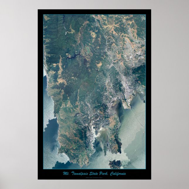 Tamalpais, Marin Landkreis CA-Satellitendruck Poster (Vorne)