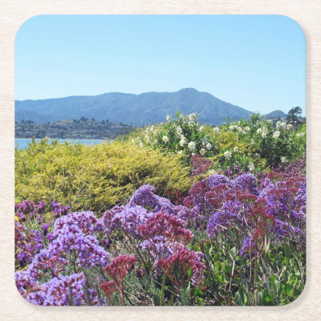 Tamalpais Purple Flowers Set 6 Untersetzer (Vorderseite)