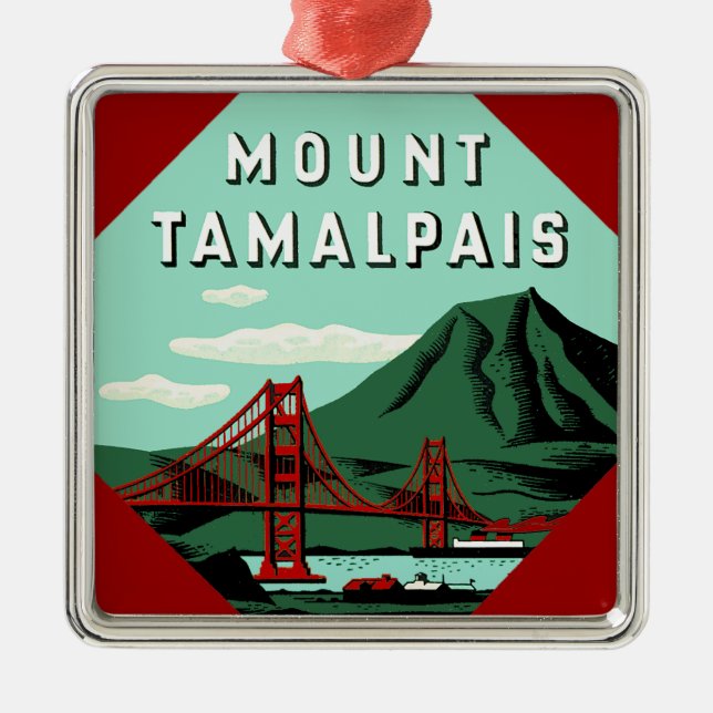 Tamalpais Reiseplakat Silbernes Ornament (Vorne)