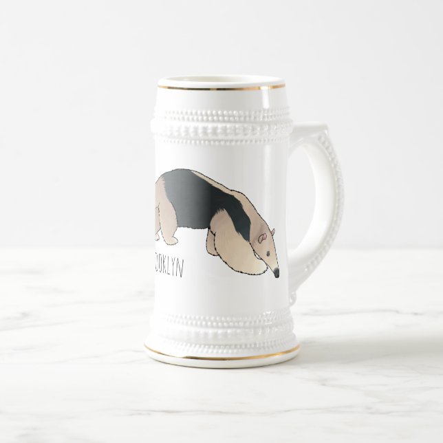 Tamandua-Cartoon-Abbildung Bierglas (VorderseiteRechts)