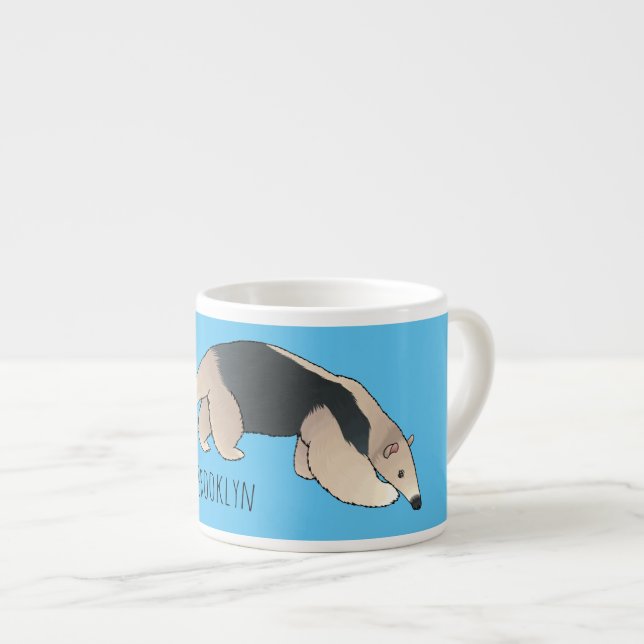 Tamandua-Cartoon-Abbildung Espressotasse (Vorderseite Rechts)