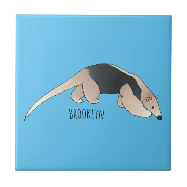 Tamandua-Cartoon-Abbildung Fliese (Vorderseite)