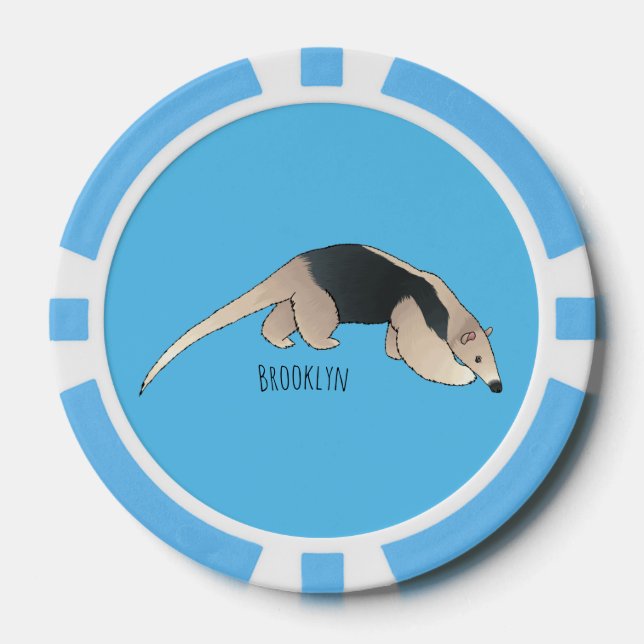 Tamandua-Cartoon-Abbildung Pokerchips (Vorderseite)