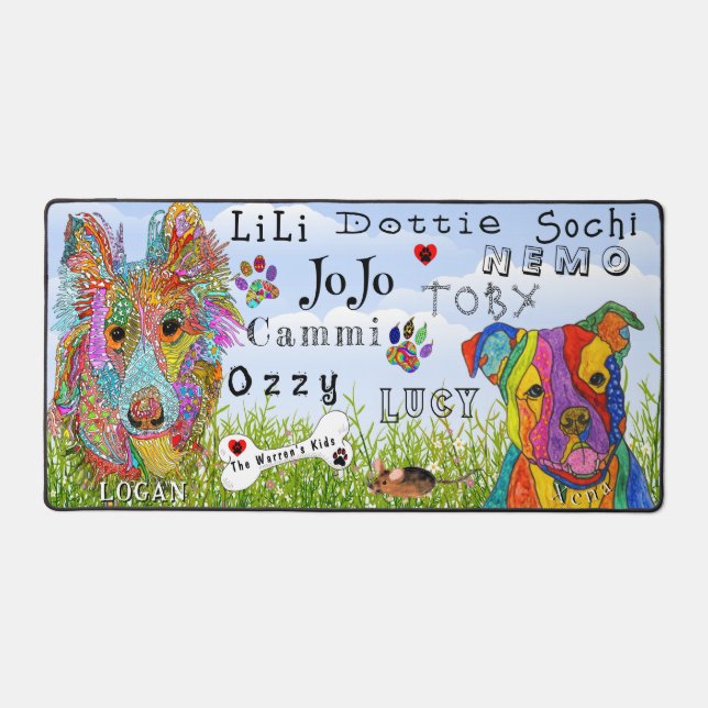 Tamar Warren angepasste Dog- und Katzen-Schreibmat Schreibtischunterlage (Vorderseite)