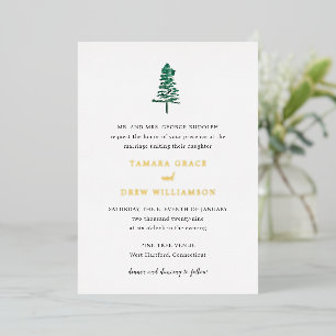 Tamara Pine Tree Moderne Hochzeit Folieneinladung