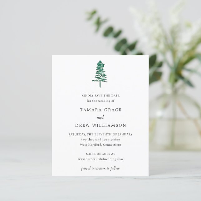 Tamara Pine Tree Moderne Hochzeit retten (Stehend Vorderseite)