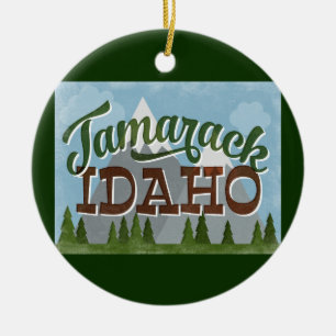 Tamarack Idaho SpaßRetro Snowy-Berge Keramik Ornament