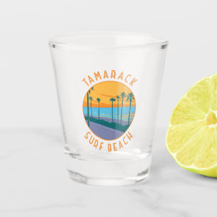 Tamarack Surf Beach Kalifornien Reise Kunst Vintag Schnapsglas