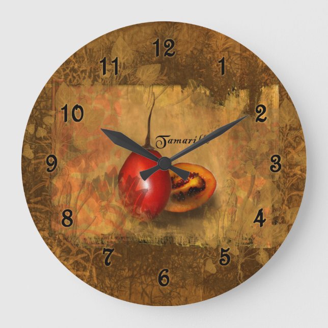Tamarillo Botanical Große Wanduhr (Vorderseite)