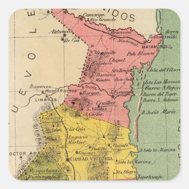 Tamaulipas, Mexiko Quadratischer Aufkleber (Vorderseite)