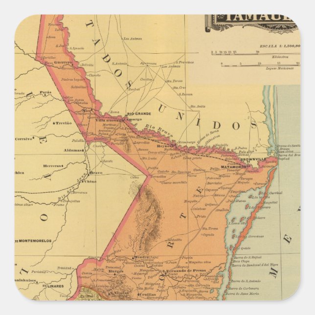 Tamaulipas Quadratischer Aufkleber (Vorderseite)