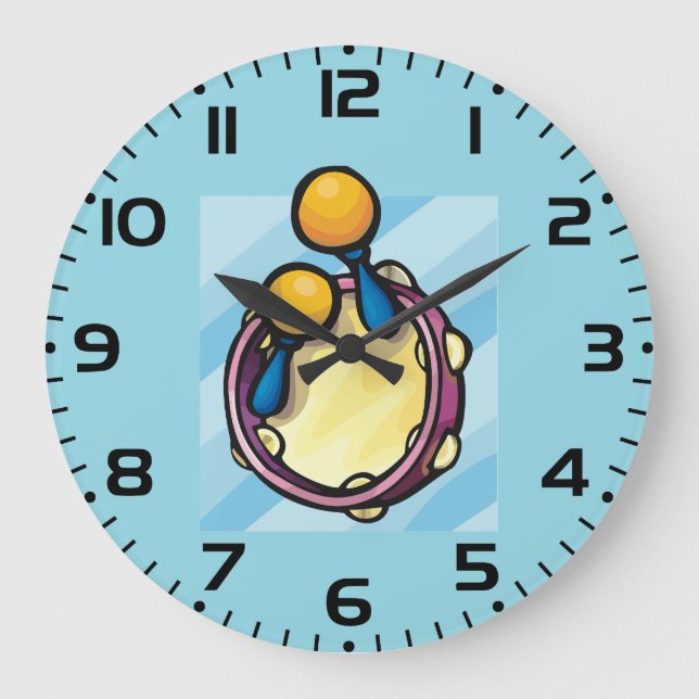 Tamborine And Maraccas Große Wanduhr (Vorderseite)
