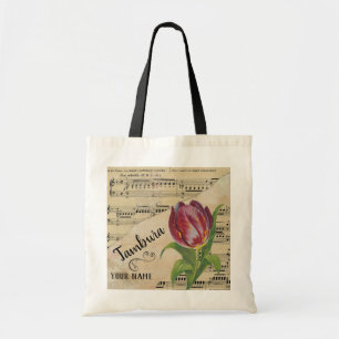 Tambura Tulip Vintage Notenblätter individuell ang Tragetasche