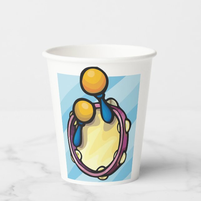 Tamburin und Maracas Pappbecher (Vorderseite)