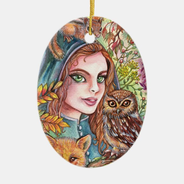 Tamer im Herbstwald Keramik Ornament (Vorne)