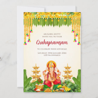 Tamil Gruhapravesham lädt Telugu Housewarming ein Einladung