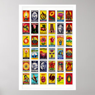 Tamil Streichholzschachtel-Etikett Collage Druck, Poster
