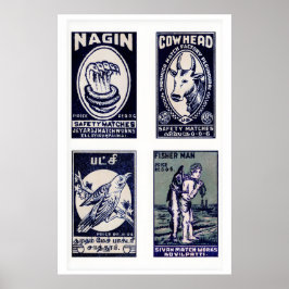 Tamil Streichholzschachtel-Wandkunst Vintage Blue  Poster