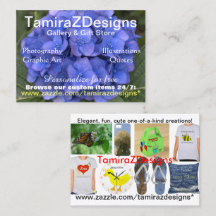 TamiraZDesign Blue Hydrangea Business Card Visitenkarte