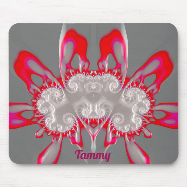 TAMMY ~ FLUORO PINK RED GRAY WHITE ~ Fraktal Mousepad (Vorne)
