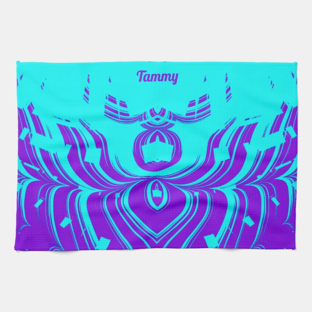 TAMMY ~ FLUORO SHADES ~ 3D ~ Lila Aqua ~ Geschirrtuch (Horizontal)