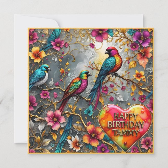 TAMMY ~ Happy Birthday ~ Helle Vögel ~ (Vorderseite)