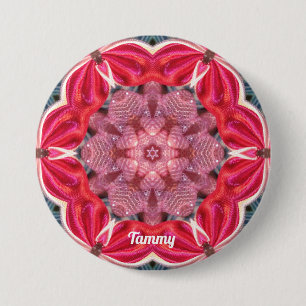 TAMMY ~ White Pink Green BLING ~ Button