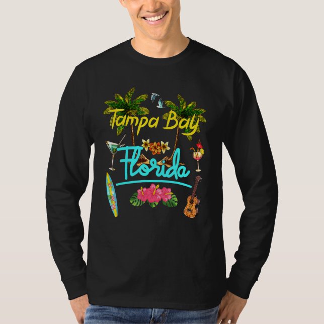 Tampa Bay Florida Beach Summer Palm Surf Sun Set P T-Shirt (Vorderseite)
