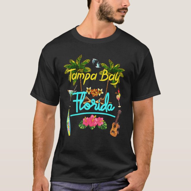 Tampa Bay Florida Beach Summer Palm Surf Sun Set P T-Shirt (Vorderseite)