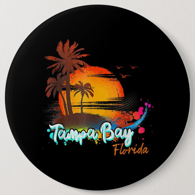 Tampa Bay Florida Beach Summer Vacation Palm Trees Button (Vorderseite)