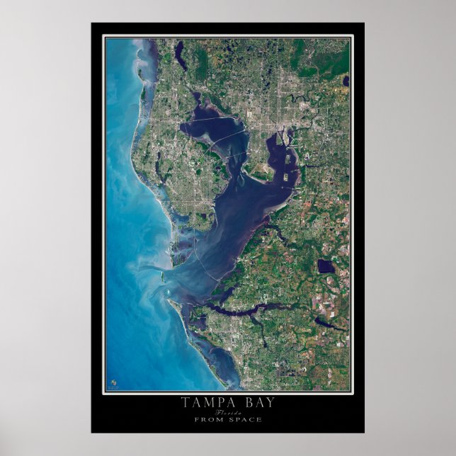 Tampa Bay Florida Satellite Poster Karte (Vorne)