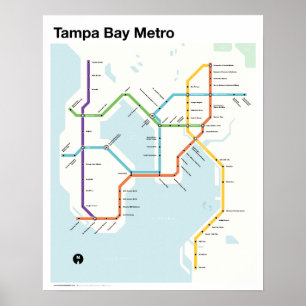 Tampa Bay Metro - Fantasy U-Bahn Karte, Tampa, FL. Poster