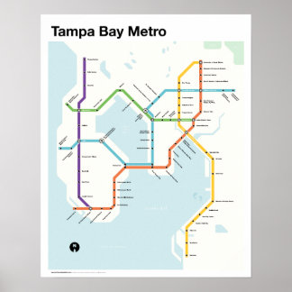 Tampa Bay Metro - Fantasy U-Bahn Karte, Tampa, FL. Poster