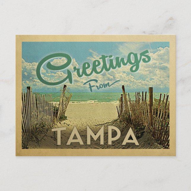 Tampa Beach Vintage Travel Postkarte (Vorderseite)